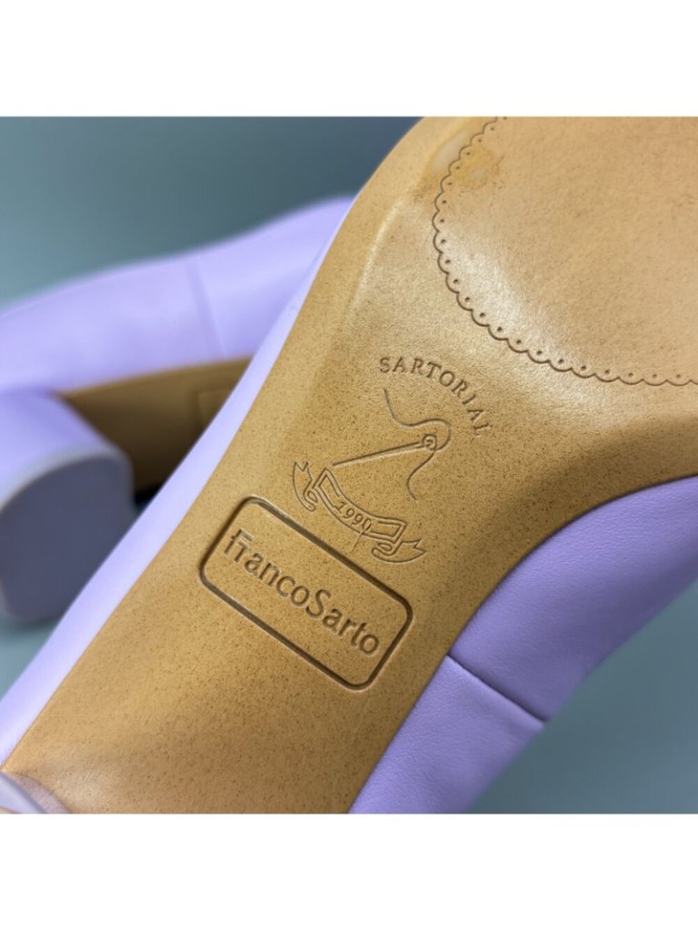 Franco Sarto Natalia Pumps Womens 7.5 Purple Leather Stylish Bow Detail Slip On - Picture 7 of 9